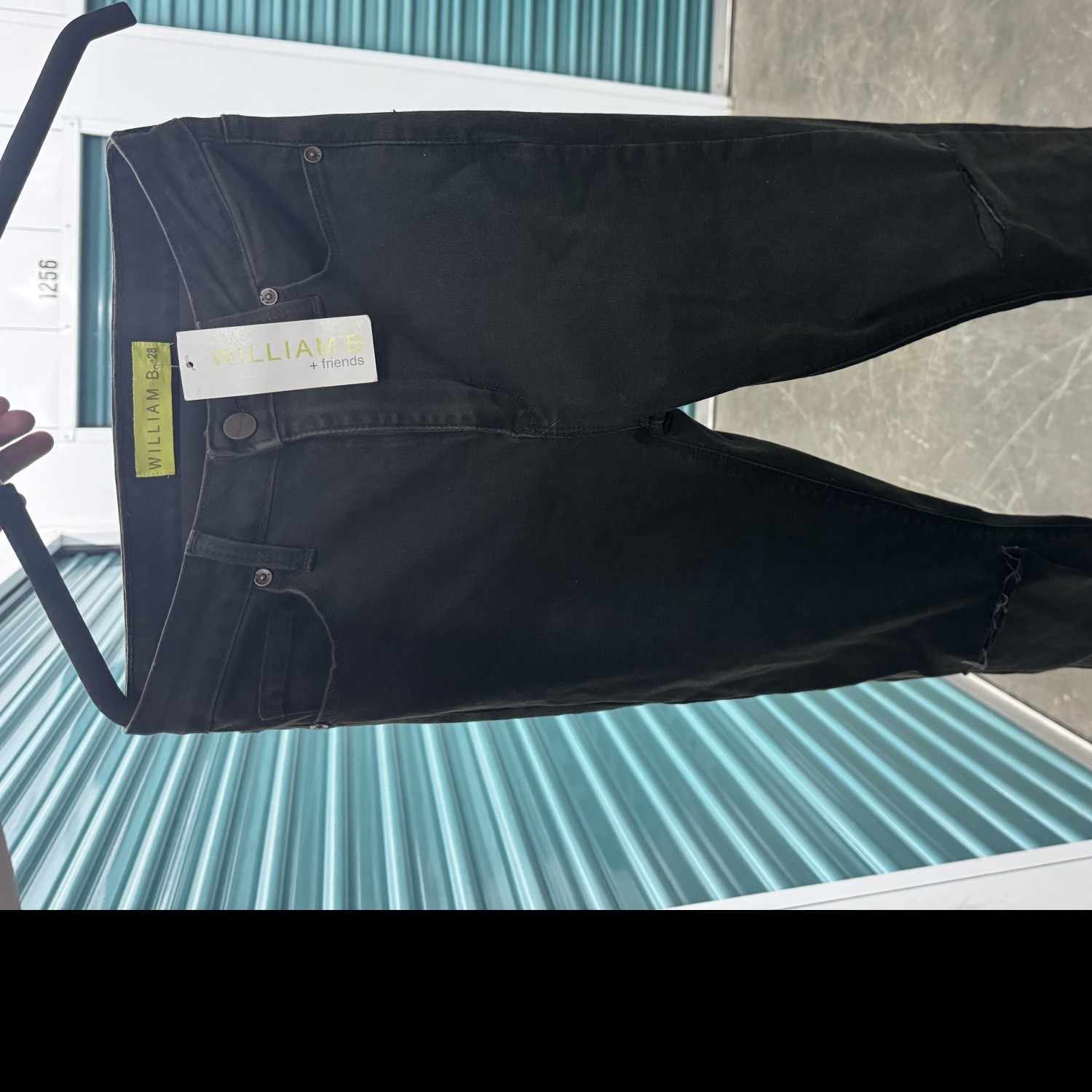 Brand New William B Jeans — size 28, cool green, ripped knees, chic