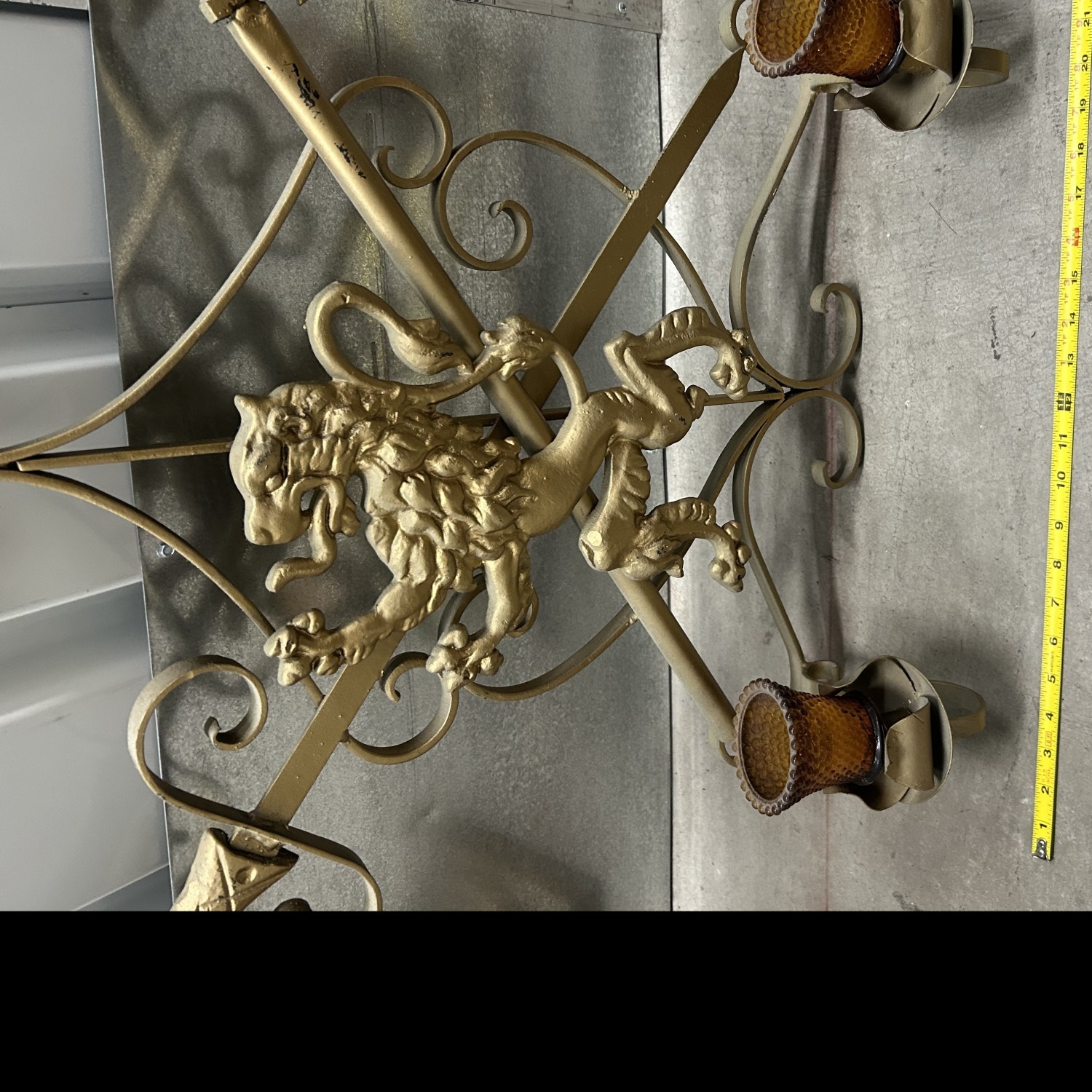 Gold Metal Emblem with Candle Holder