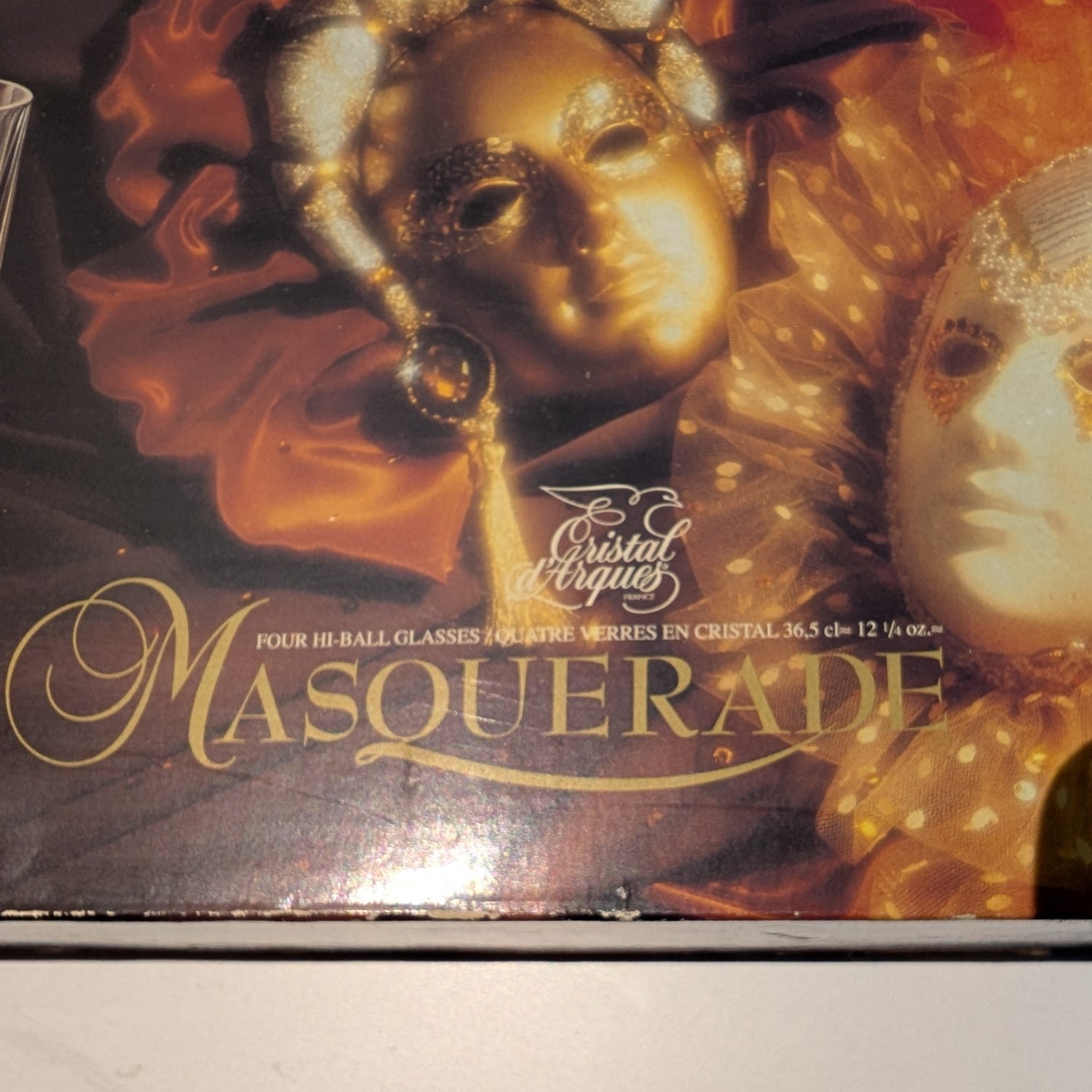 J.G. Durand & Cie - Masquerade set of 4 crystal Hi-Ball Glasses 12 1/4 oz. - Cristal d’Arques France