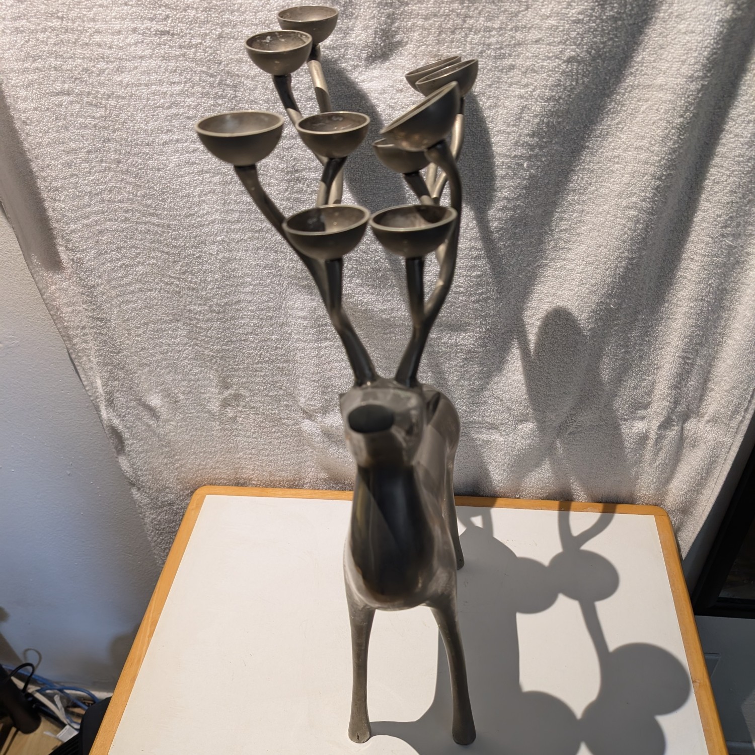 Pottery Barn Art Deco Silver Plated Reindeer Candle Holder - Christmas