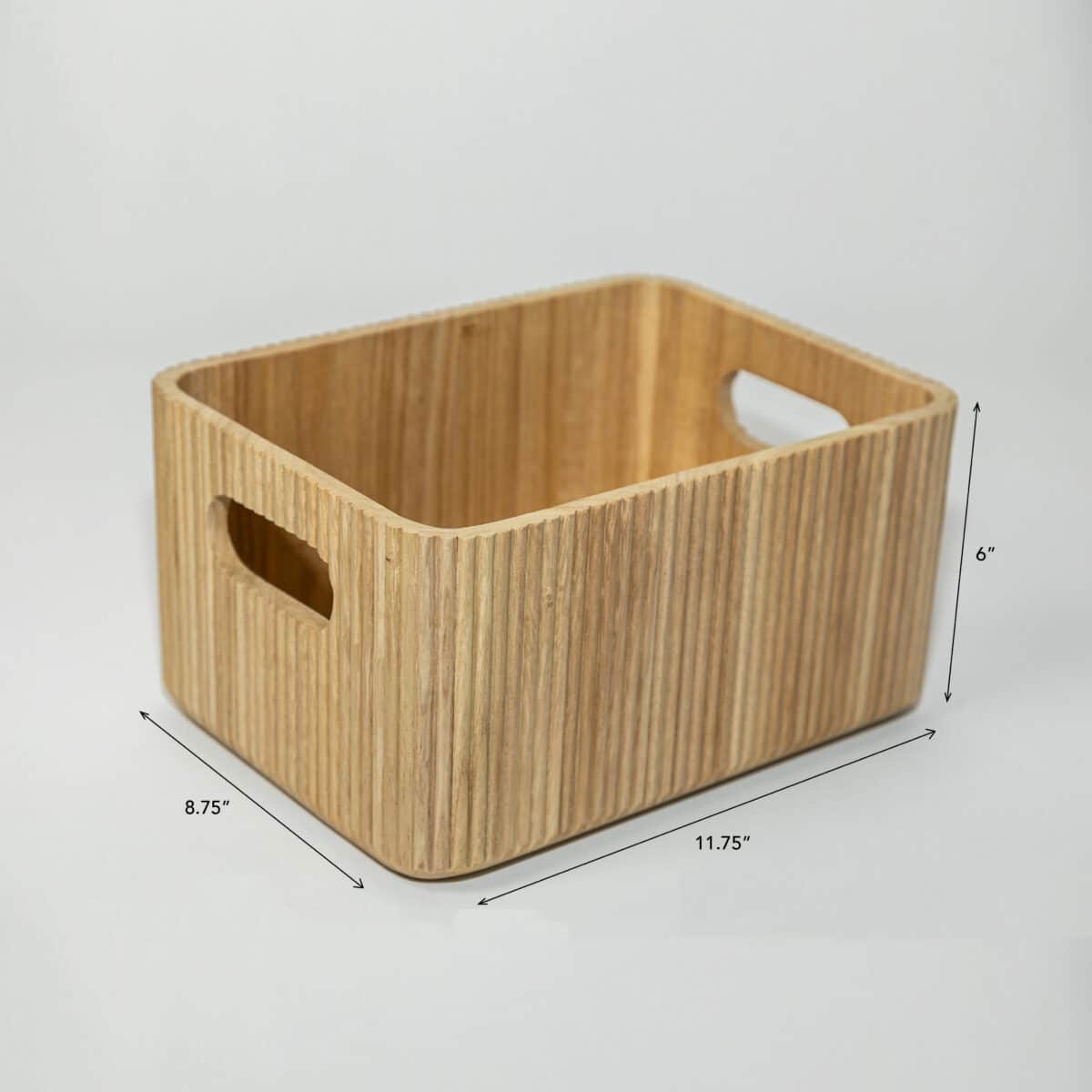  4 qty Horderly Wooden Ribbed Bins – Natural