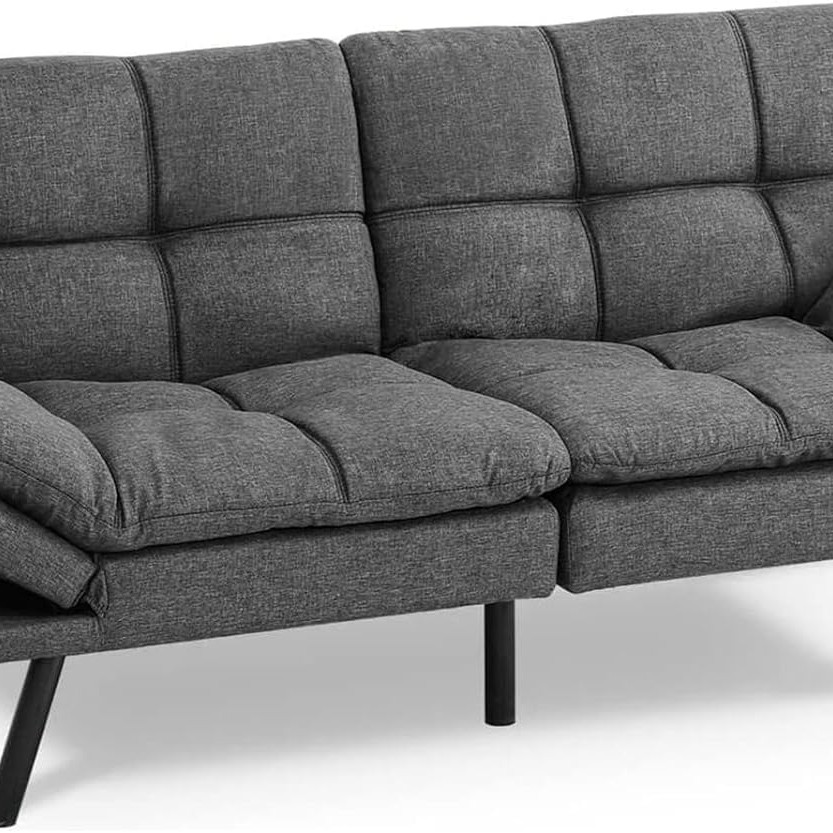 Loveseat, futon with foldable arm rests